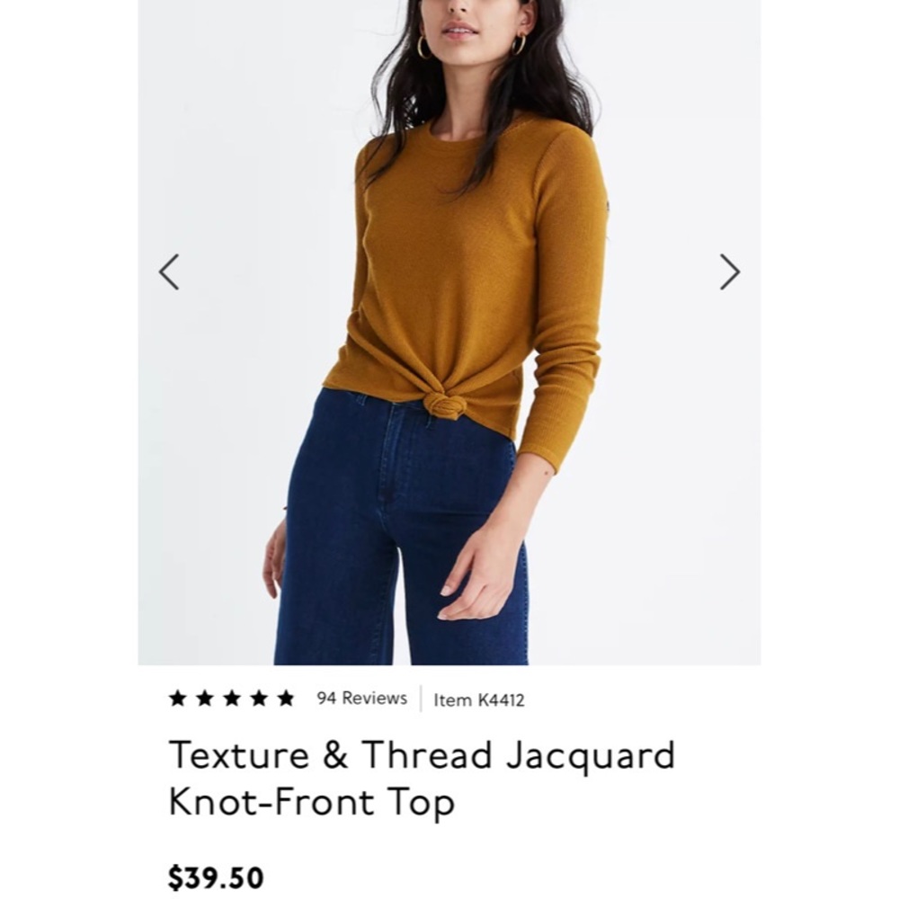 Madewell texture and thread knotted long sleeve ribbed tee